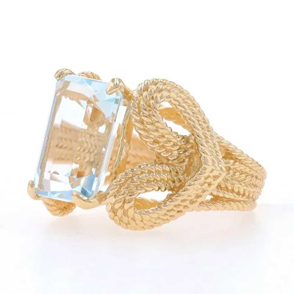 Yellow Gold Blue Topaz Love Knot Cocktail Solitai… - image 3