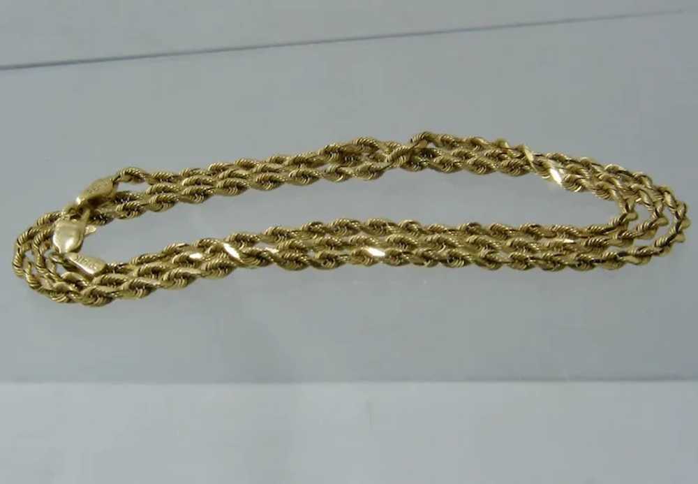 14K Rope Chain Necklace 2.5mm 20" Long 6.2 Grams - image 4
