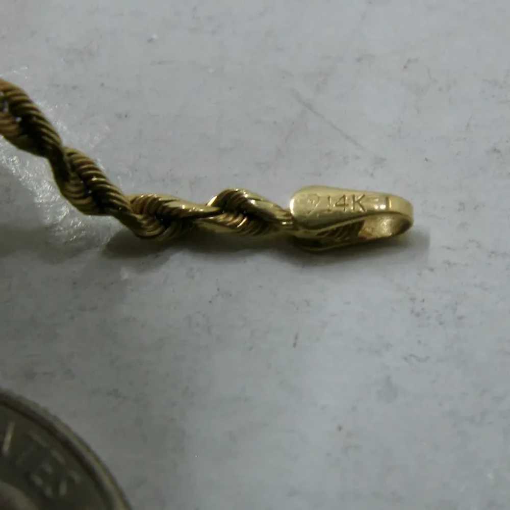 14K Rope Chain Necklace 2.5mm 20" Long 6.2 Grams - image 8