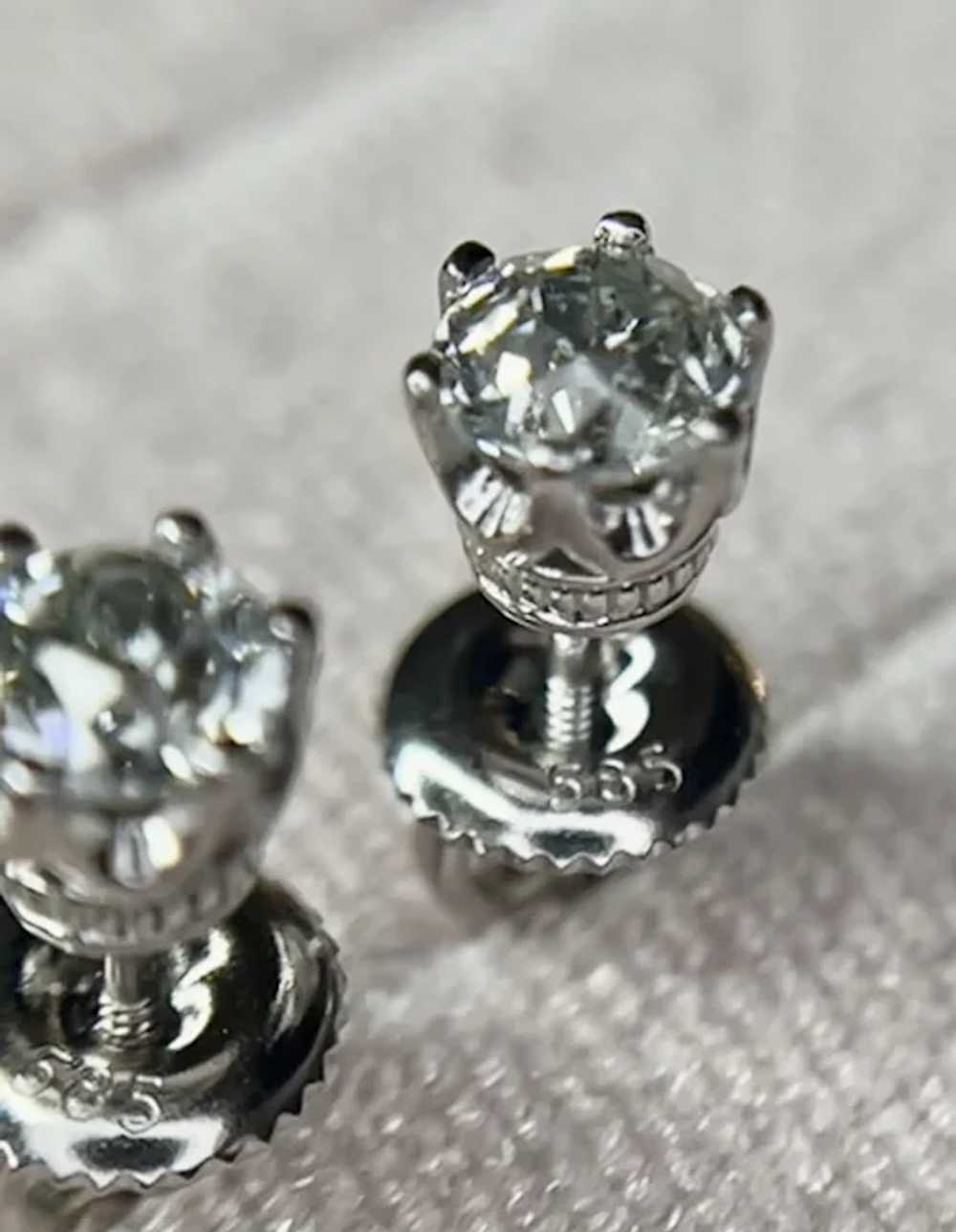 1.04 ctw Antique Old European Diamond Stud Earrin… - image 4