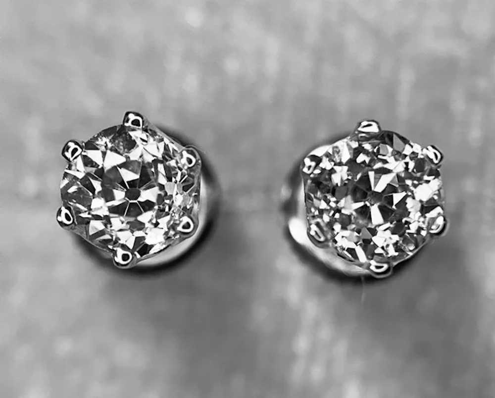 1.04 ctw Antique Old European Diamond Stud Earrin… - image 8