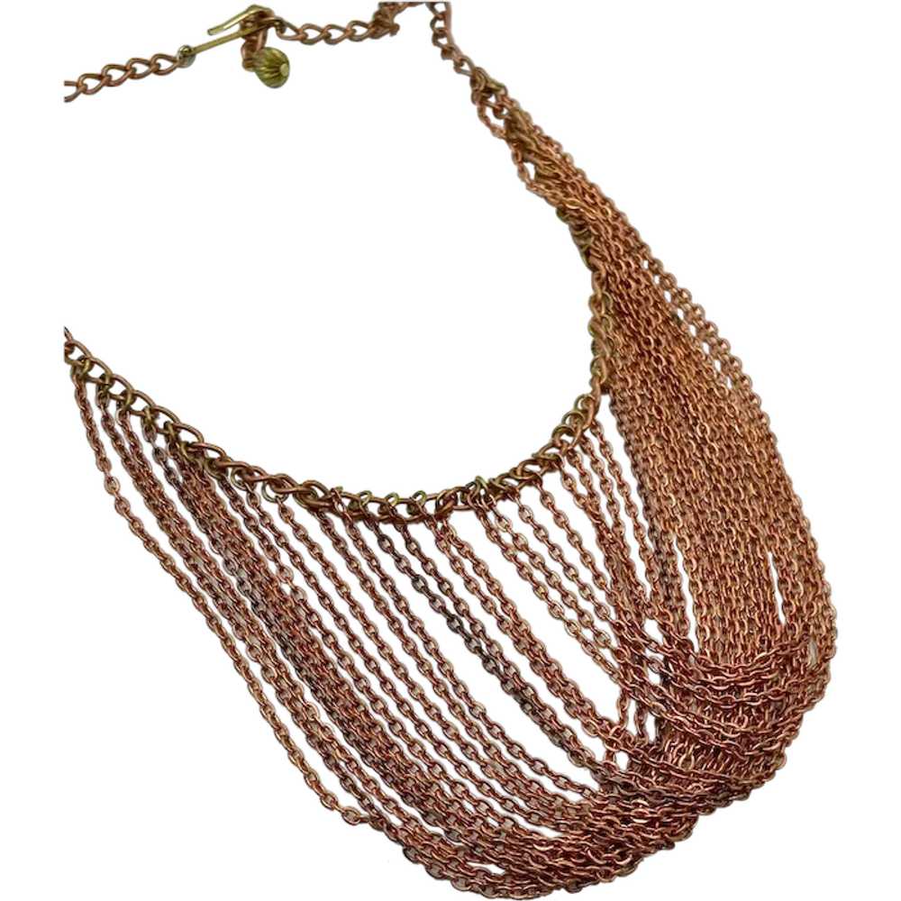 Copper Necklace, Chains, Bib, Brass, Vintage Neck… - image 1