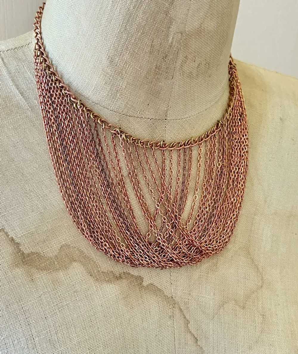 Copper Necklace, Chains, Bib, Brass, Vintage Neck… - image 2