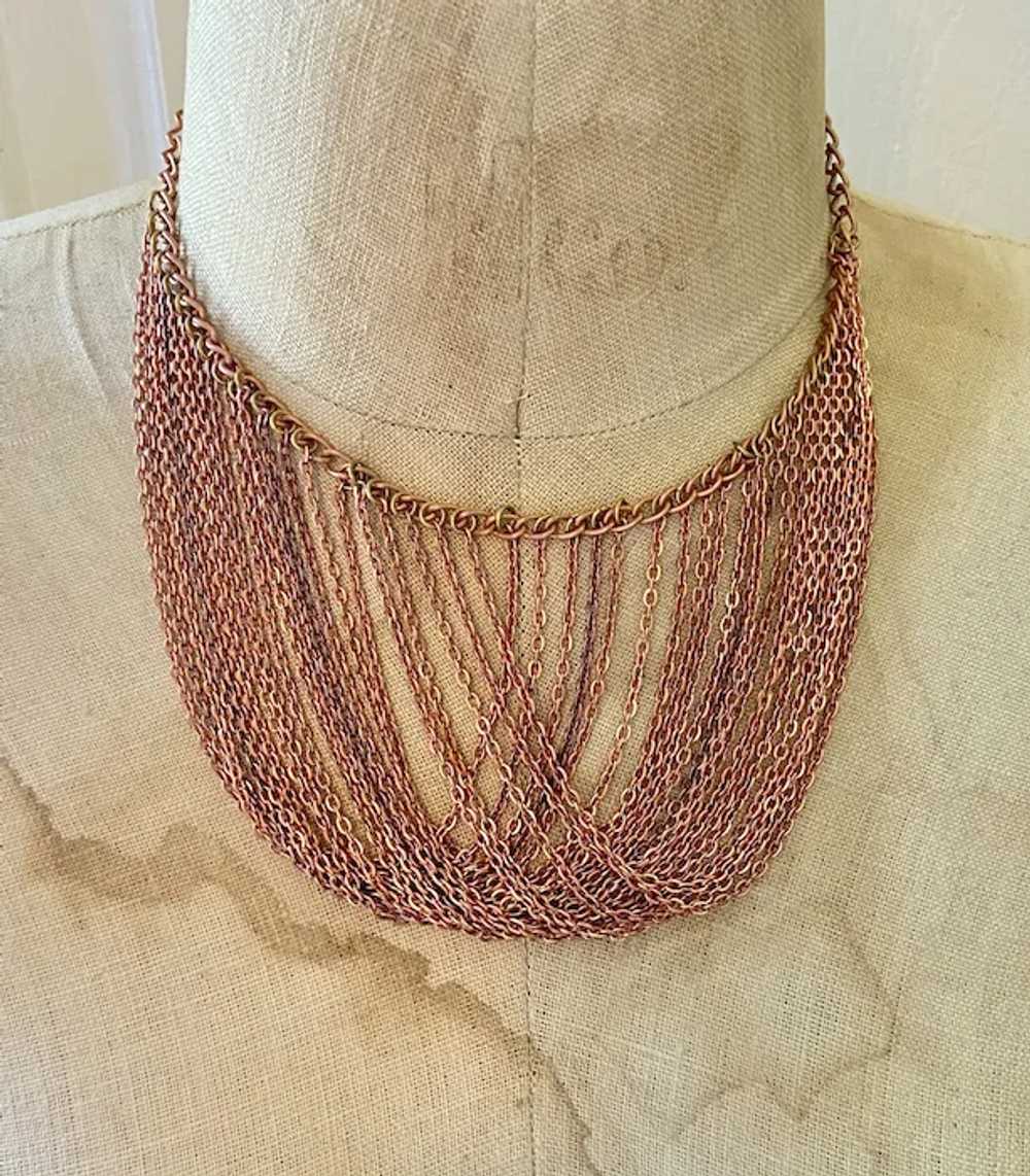 Copper Necklace, Chains, Bib, Brass, Vintage Neck… - image 4
