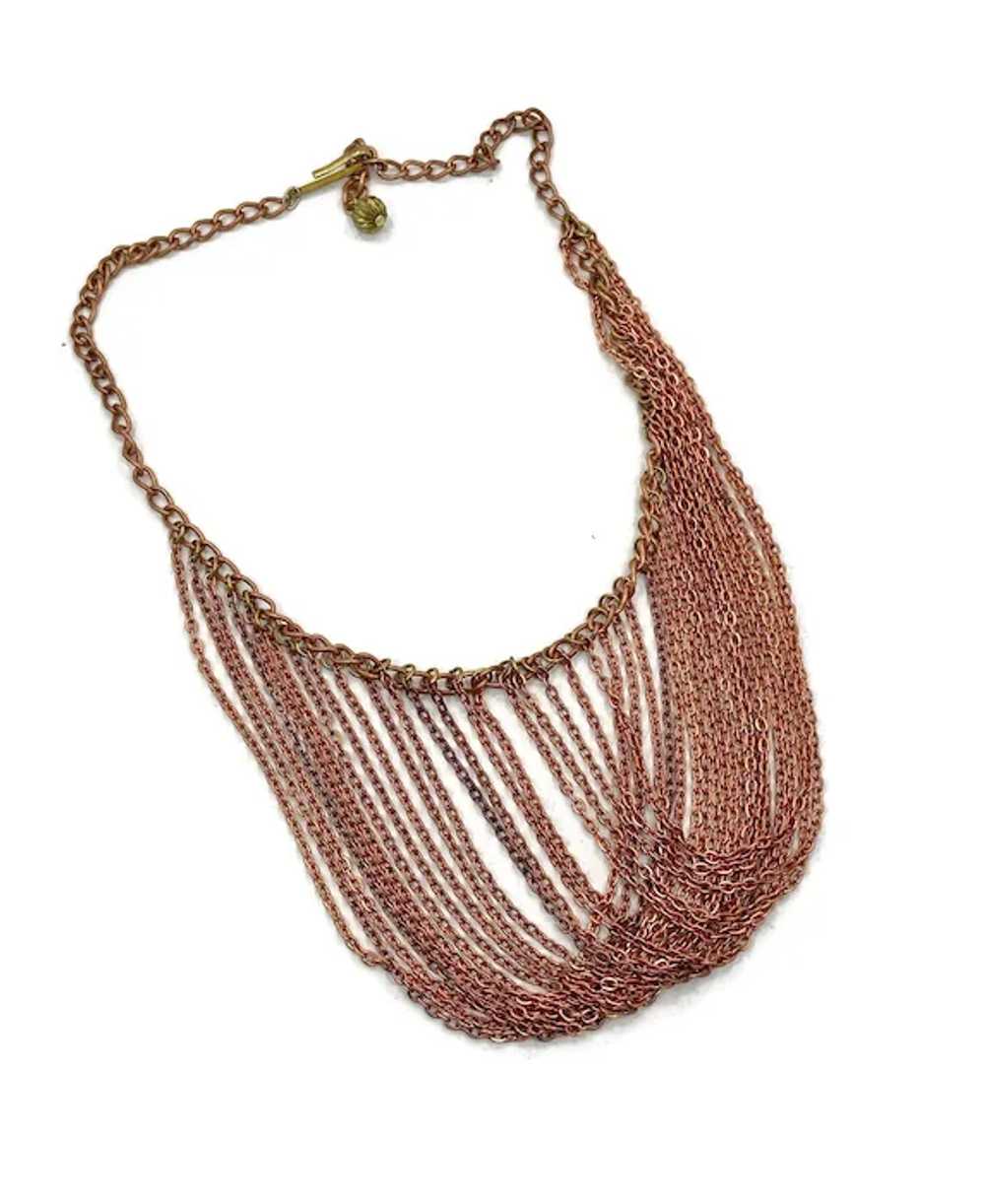Copper Necklace, Chains, Bib, Brass, Vintage Neck… - image 5