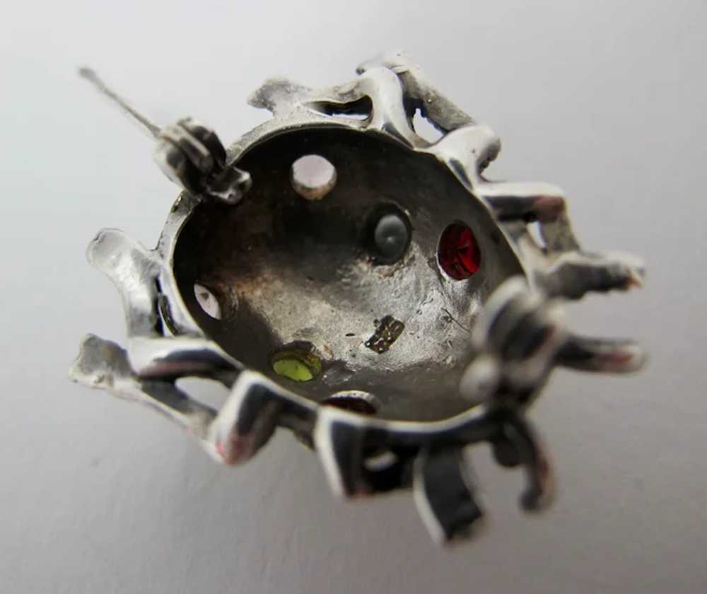 Sterling Silver Beetle Bug Brooch With Semiprecio… - image 9