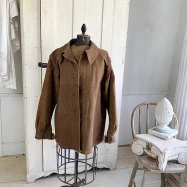 Vintage Canvas Jacket Heavy Brown Cotton Unused Frenc… - Gem
