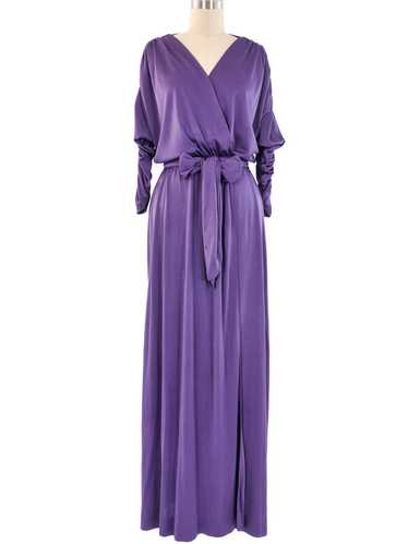 Ruched Purple Jersey Wrap Dress