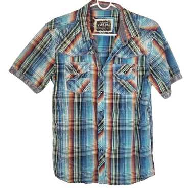 Bke BKE Vintage M Plaid Standard Fit Snap Front We