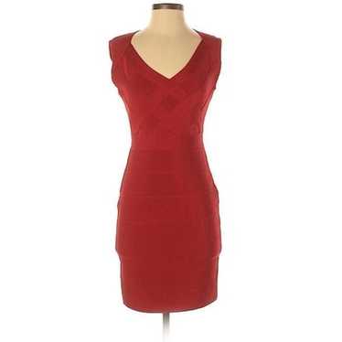 Vintage Cache Red Knit Bandage Short Casual Dress… - image 1