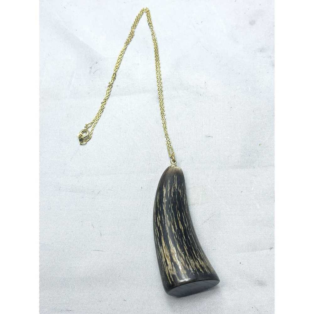 Vintage Vintage Buffalo Horn Pendant Necklace - image 1