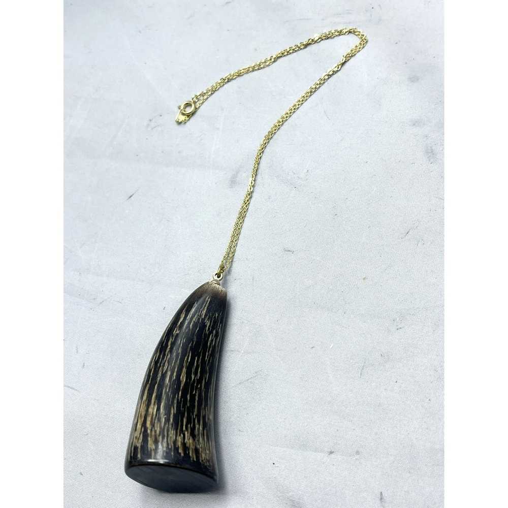 Vintage Vintage Buffalo Horn Pendant Necklace - image 3