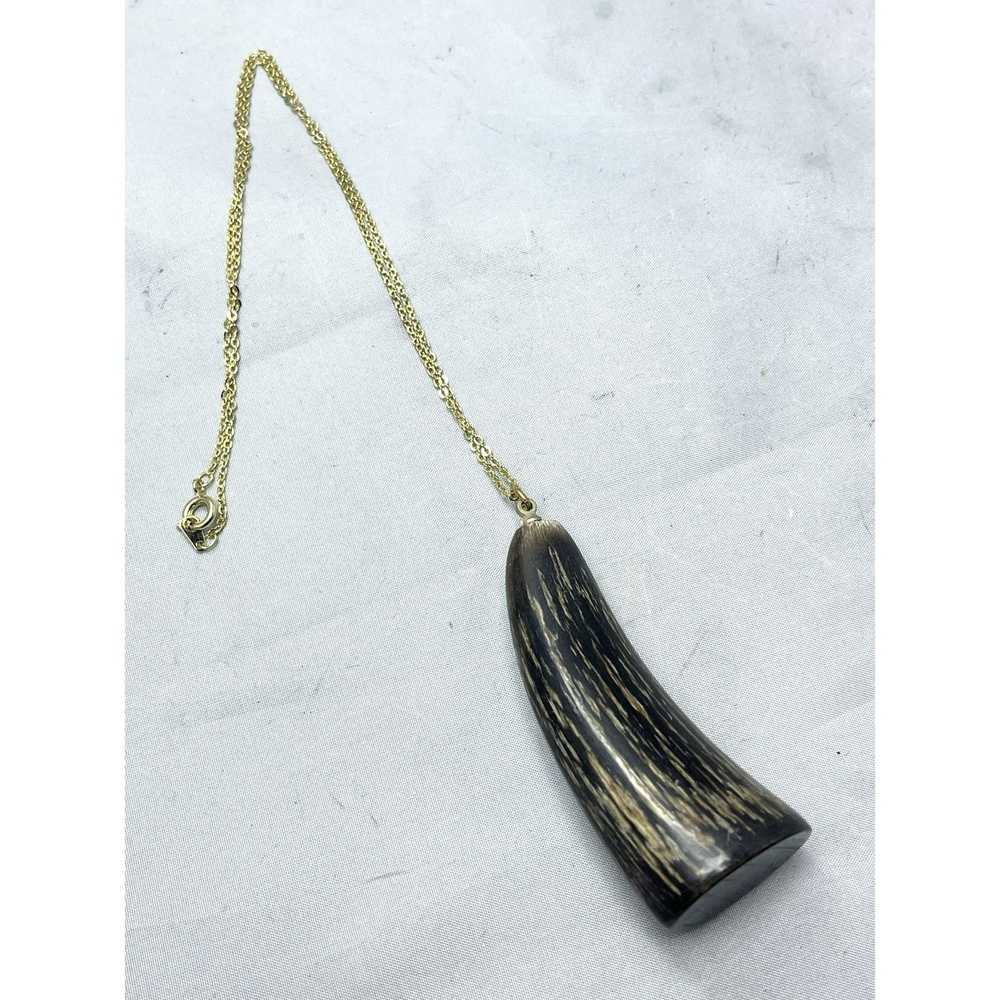 Vintage Vintage Buffalo Horn Pendant Necklace - image 4