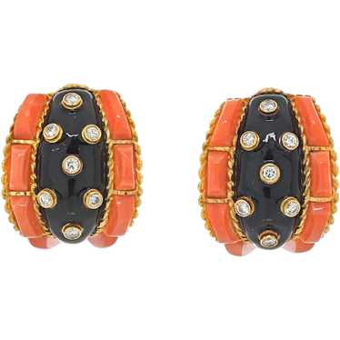 David Webb Platinum & 18K Coral, Black Enamel And… - image 1