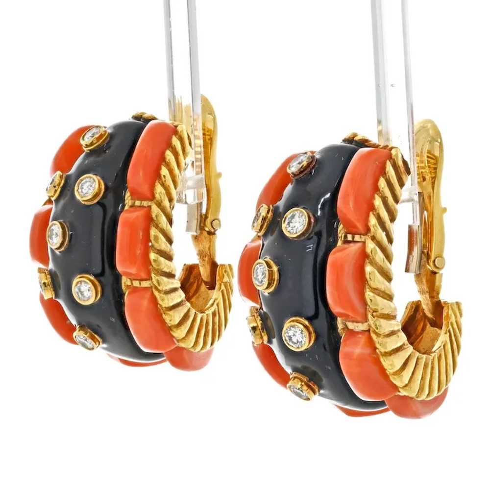 David Webb Platinum & 18K Coral, Black Enamel And… - image 2