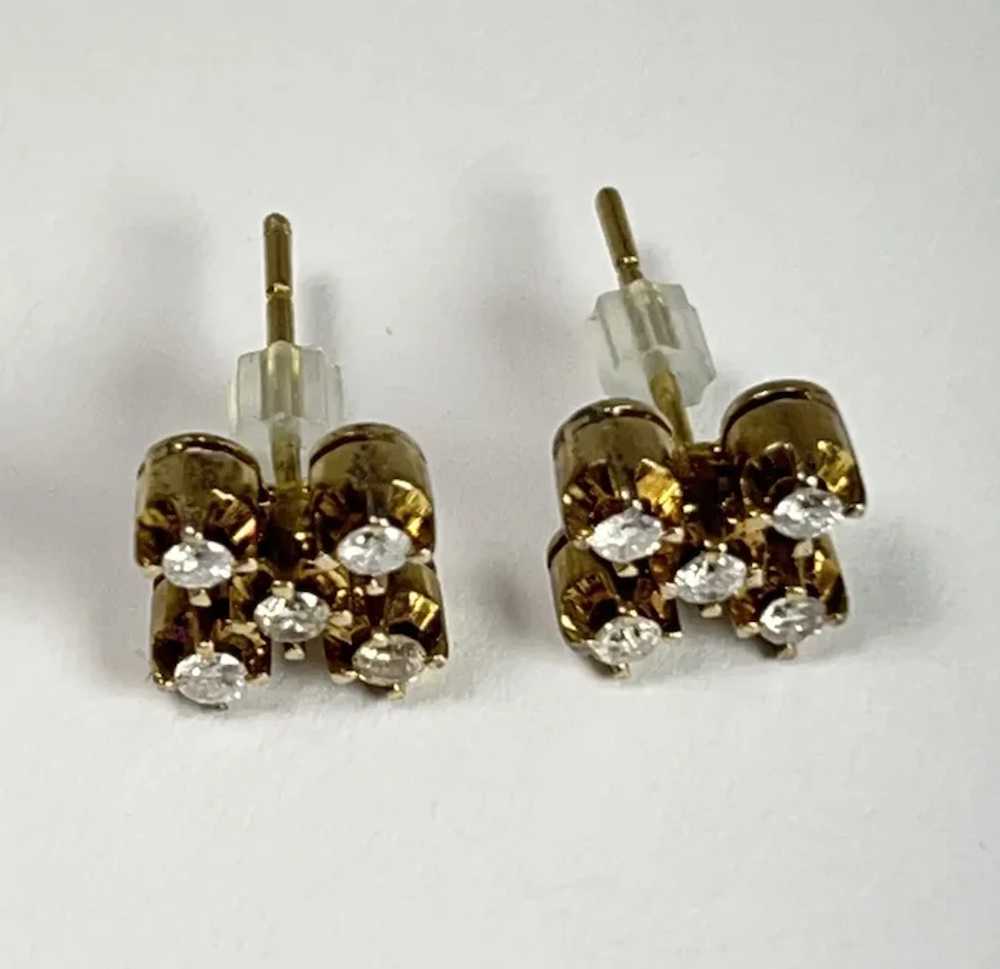 14k Diamond Cluster Stud Earrings - image 11