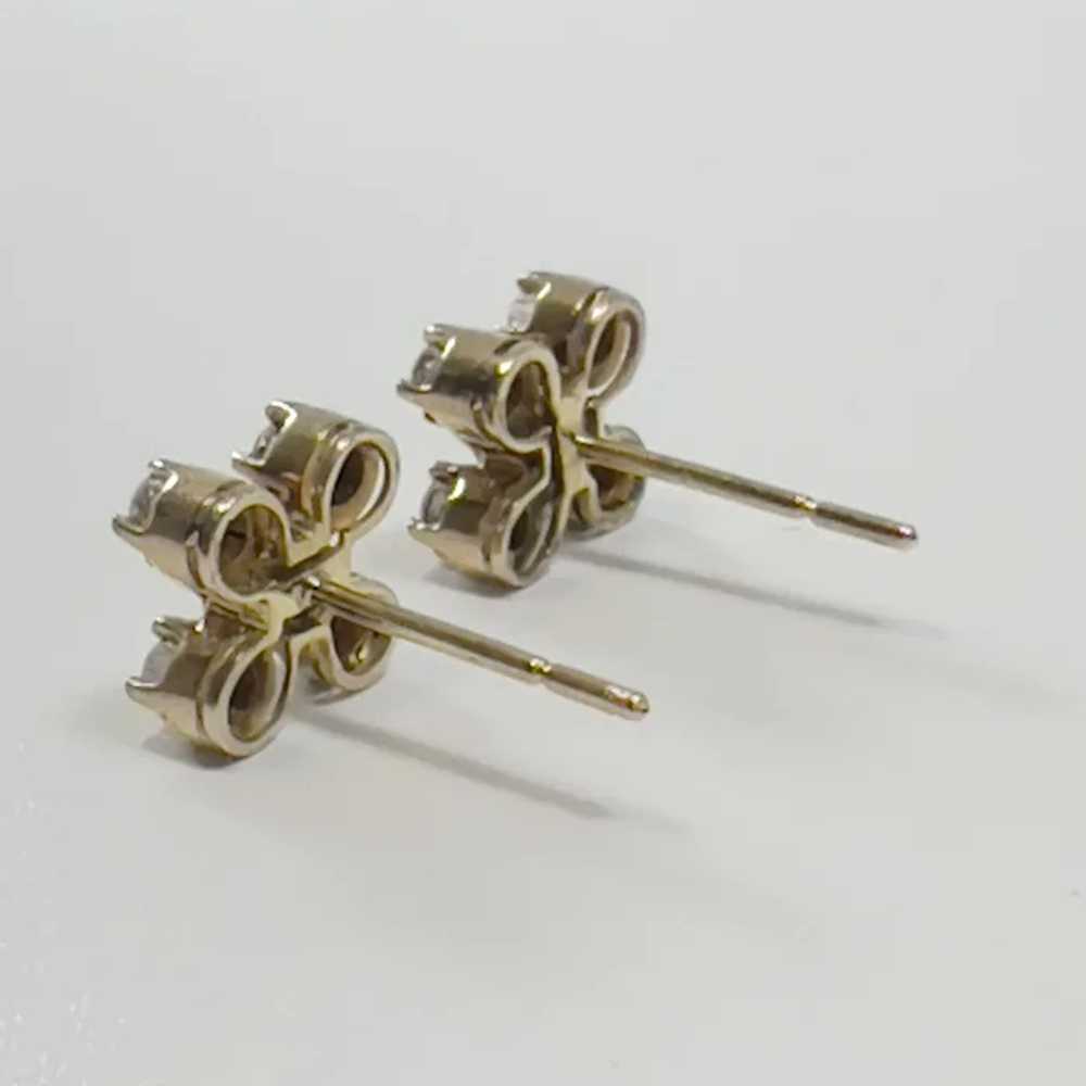 14k Diamond Cluster Stud Earrings - image 2