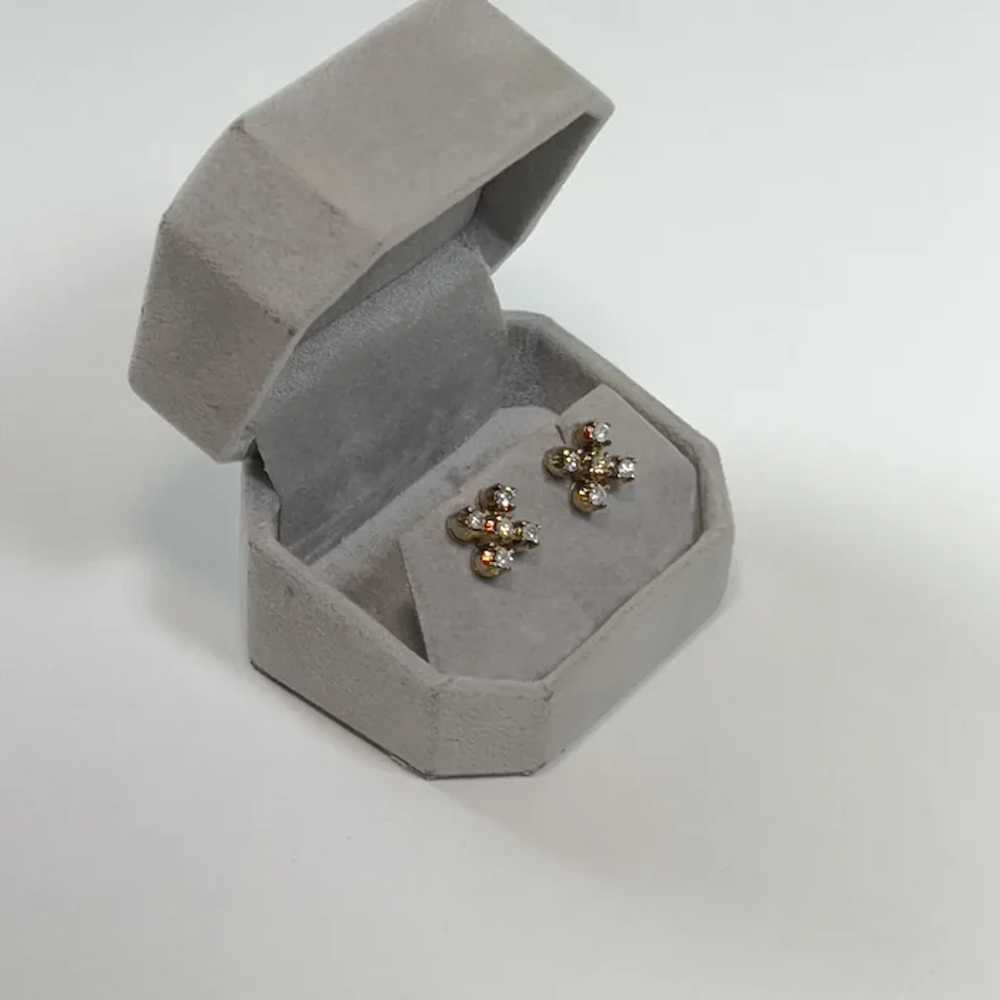 14k Diamond Cluster Stud Earrings - image 4