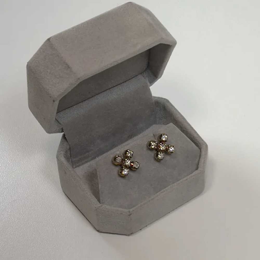 14k Diamond Cluster Stud Earrings - image 5