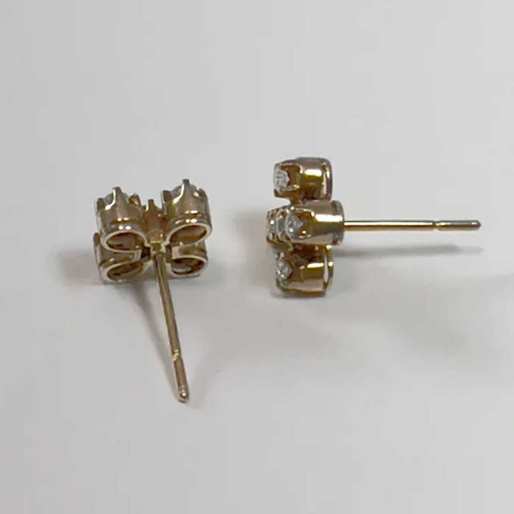 14k Diamond Cluster Stud Earrings - image 7