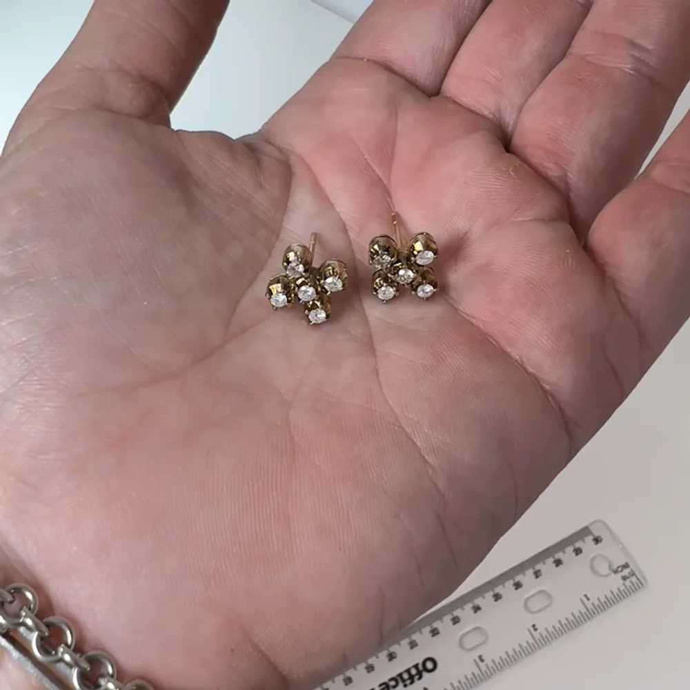 14k Diamond Cluster Stud Earrings - image 8