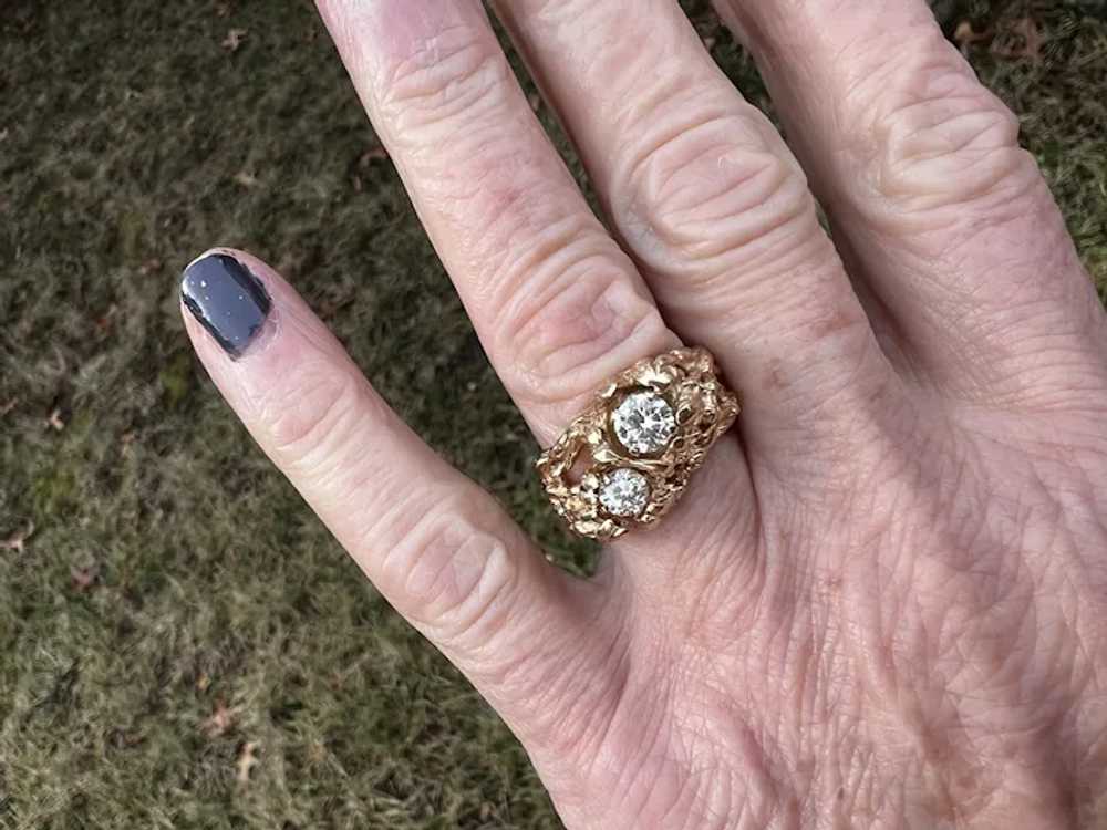 14K Yellow Gold Diamond ByPass Cocktail Ring - image 10