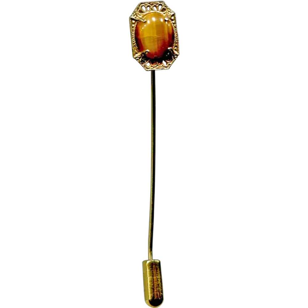 Brown Stone Scarf/Stick Pin, Signed - image 1