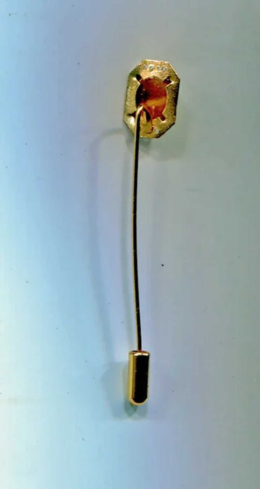 Brown Stone Scarf/Stick Pin, Signed - image 2