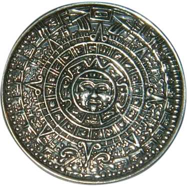 Mayan Sterling Silver Calendar Pendant ~ Marked M… - image 1