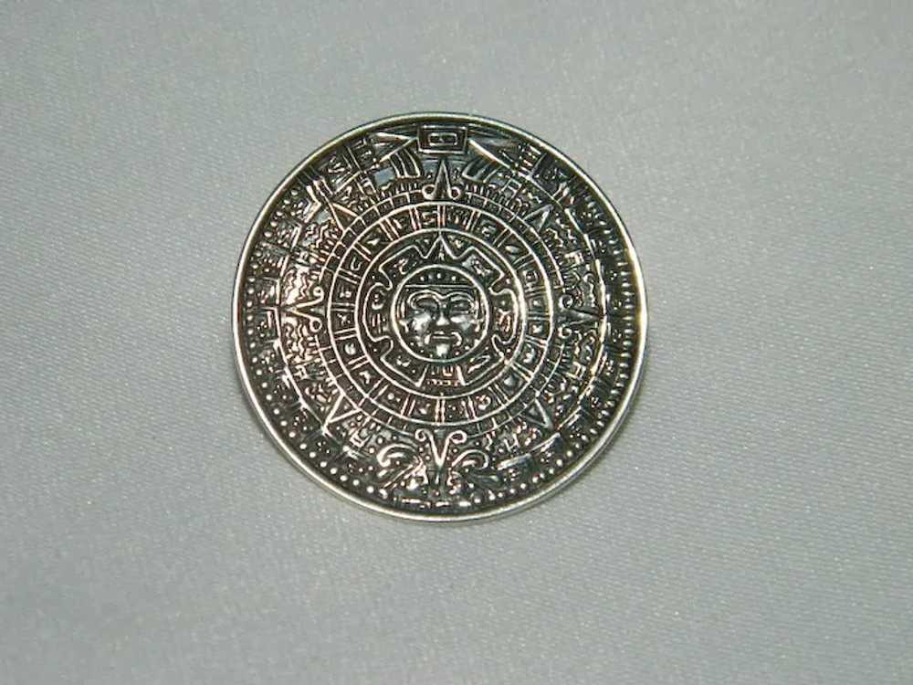 Mayan Sterling Silver Calendar Pendant ~ Marked M… - image 2