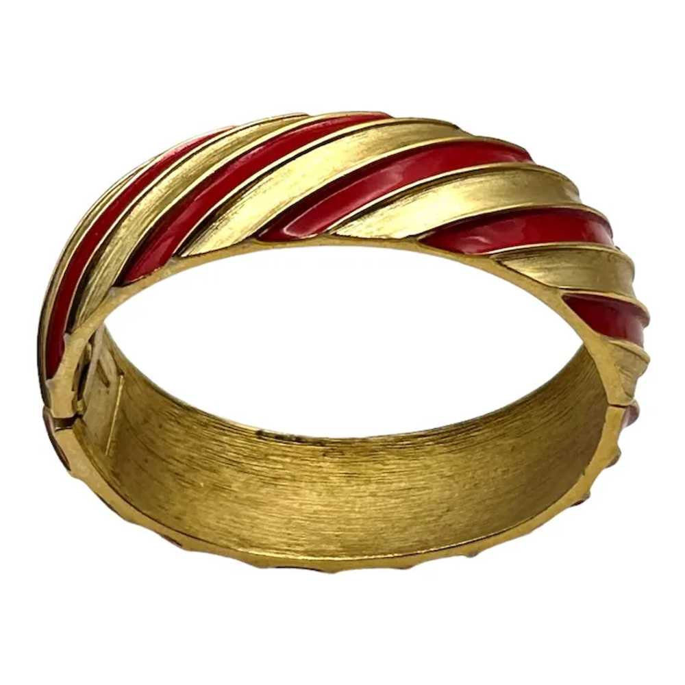 Vintage Trifari Red Hinged Cuff Bracelet - image 2