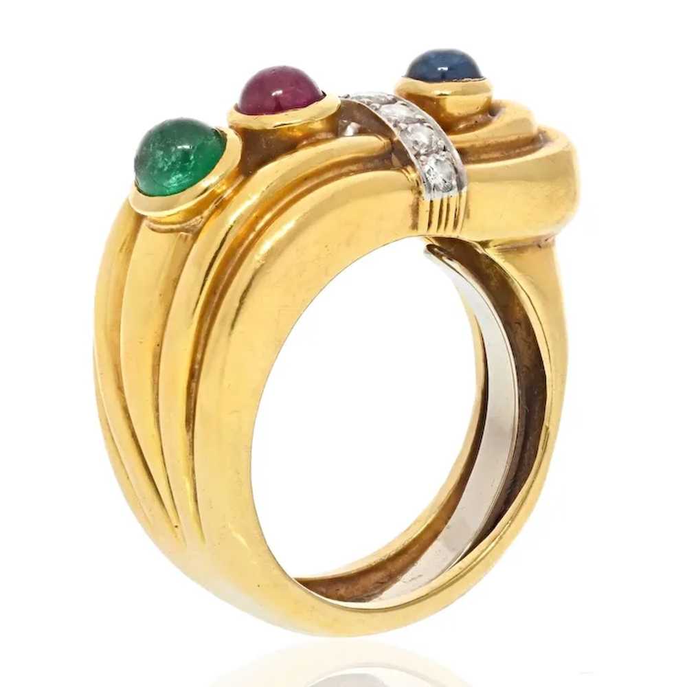 David Webb 18K Yellow Gold Diamond, Sapphire, Rub… - image 3