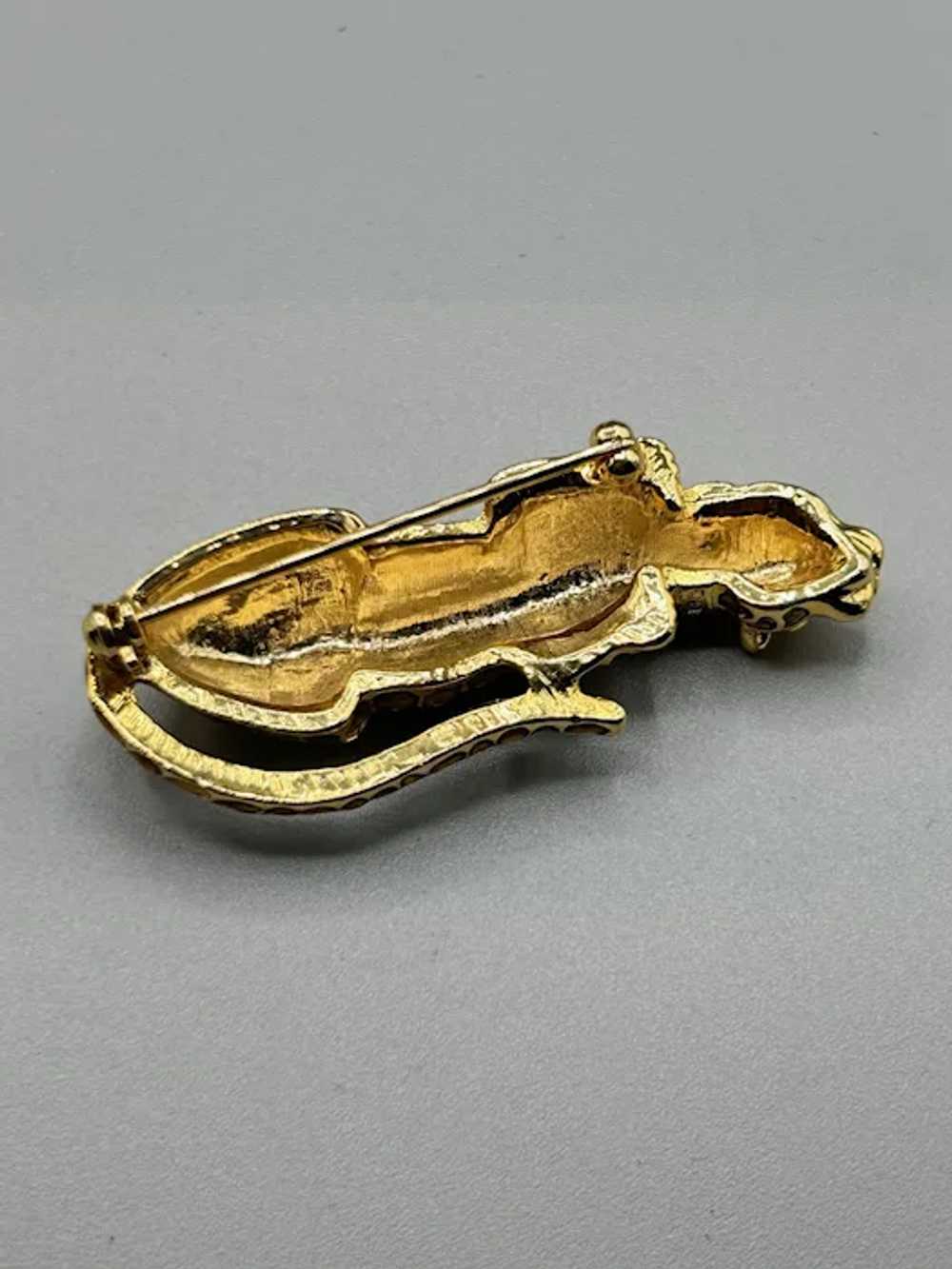 Wild Cat Brooch Cheetah Leopard Gold Tone & Ename… - image 5