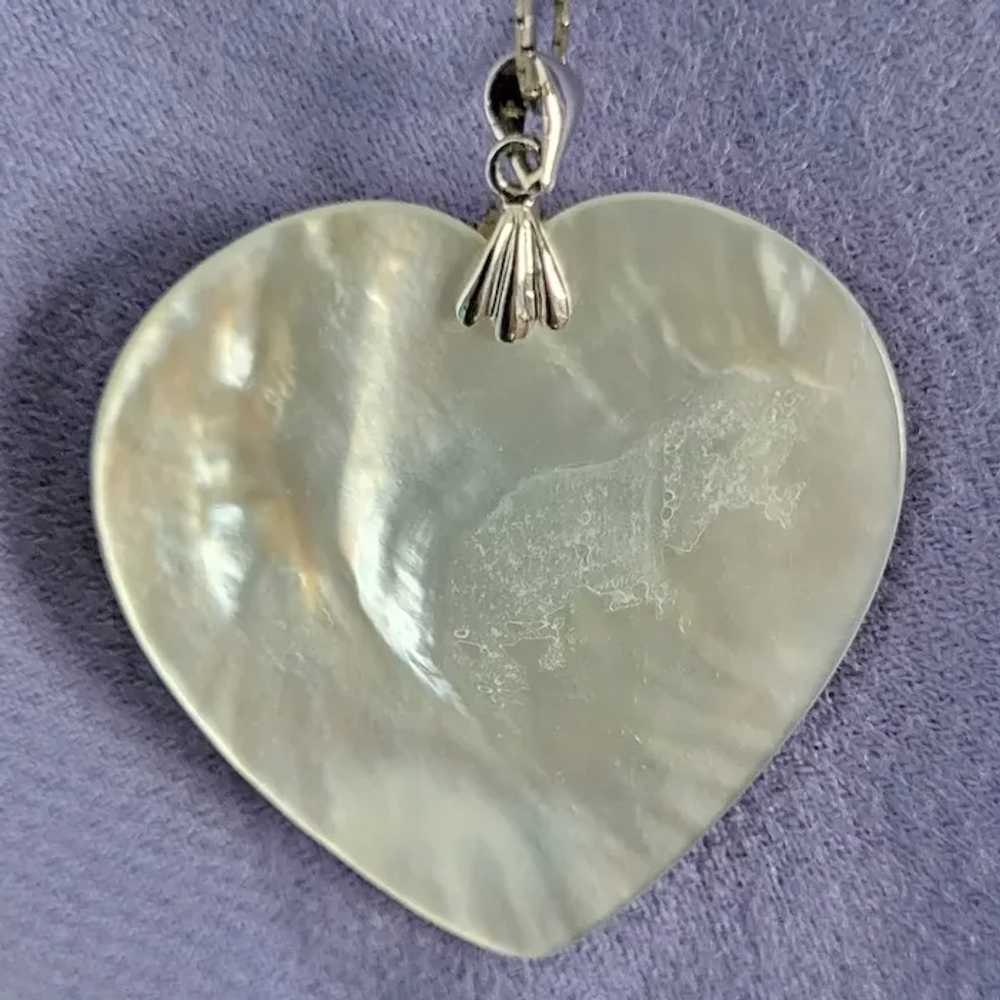 Large Luminescent Abalone Heart Shaped Pendant 18… - image 4