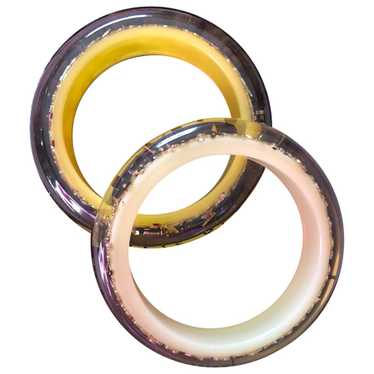 LOUIS VUITTON Authentic Multicolor Resin Logo Inclusion Ring Women’s 6.25