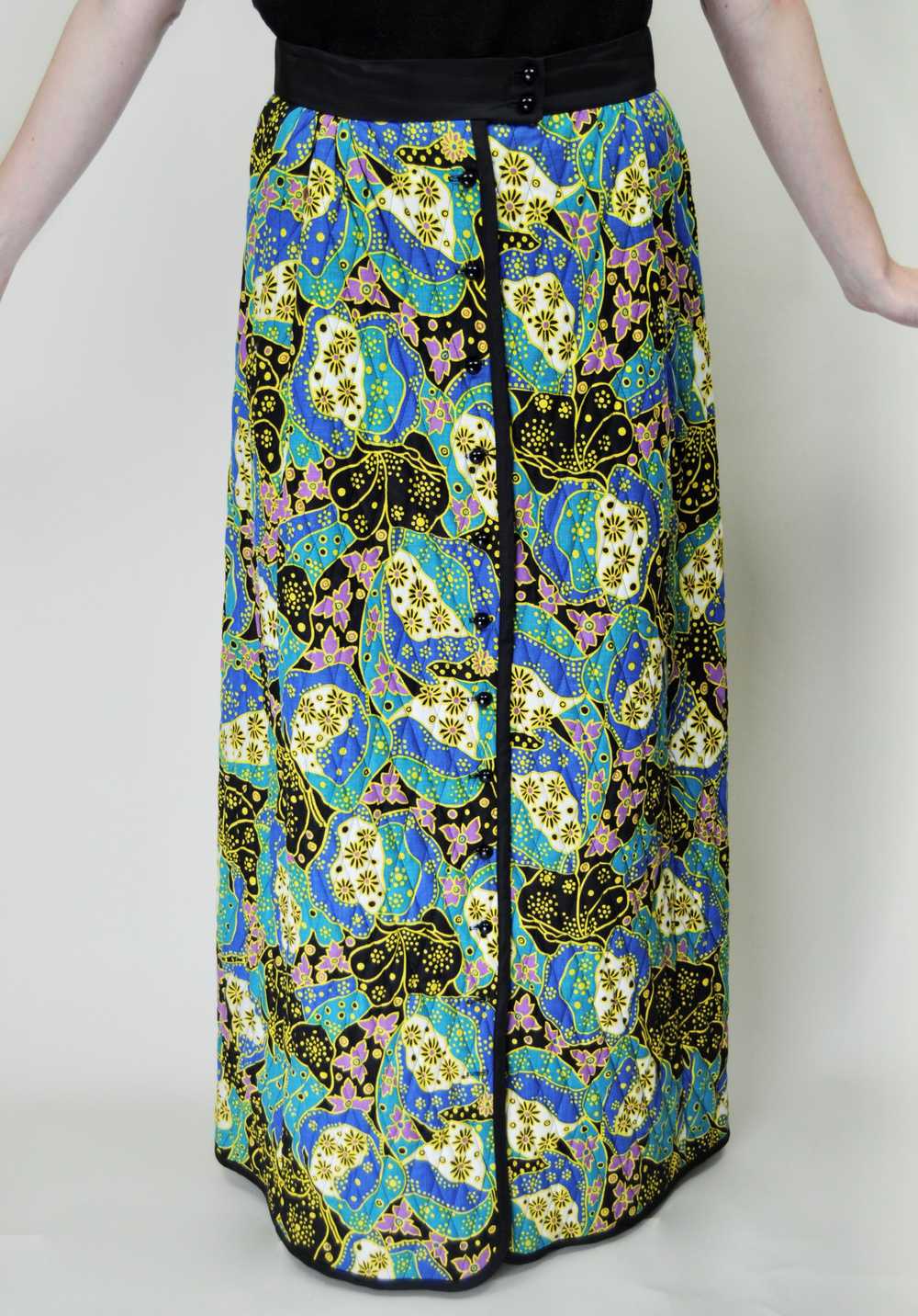 1960s Vintage Blue and Green Psychedelic Quilted … - image 7