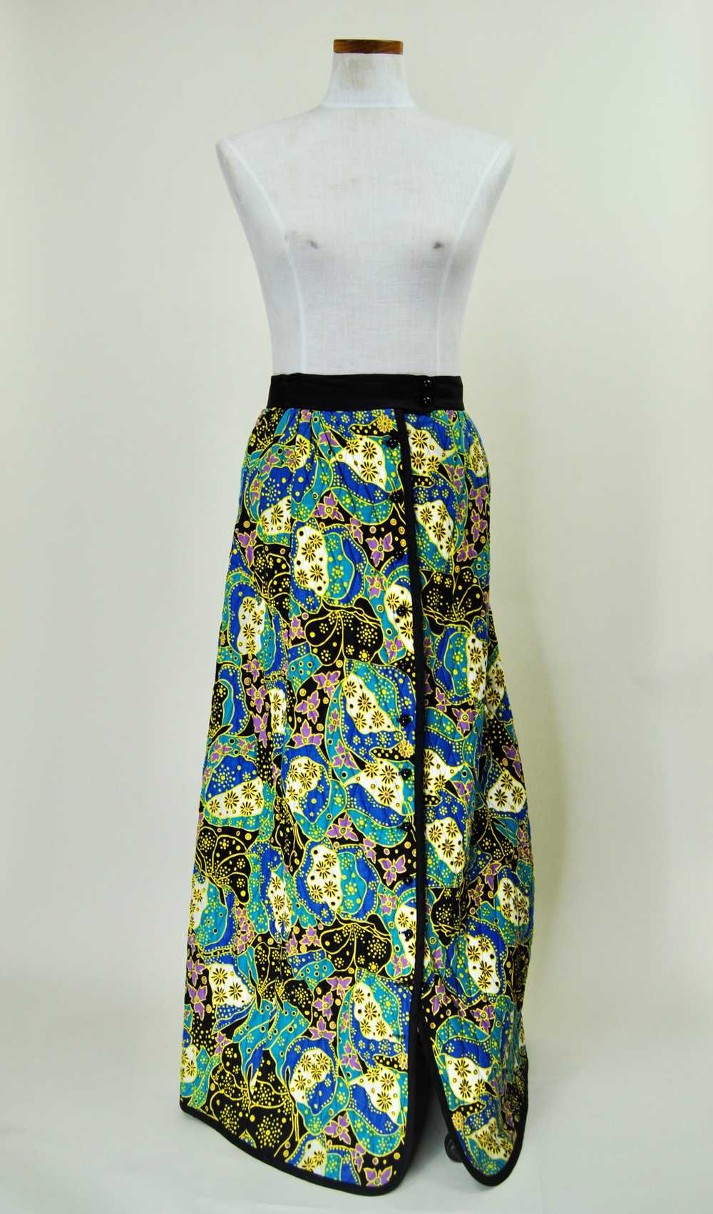 1960s Vintage Blue and Green Psychedelic Quilted … - image 9