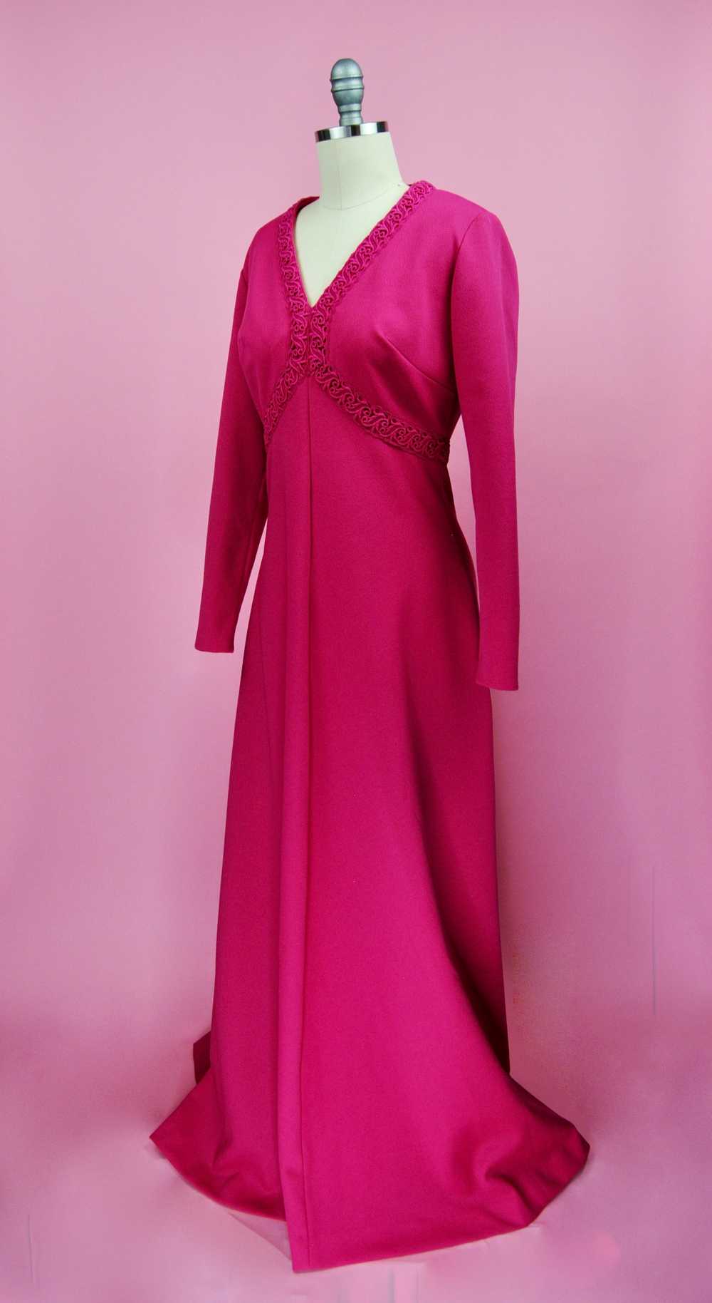 1960s 1970s Vintage Hot Pink Maxi Dress - Md - image 10