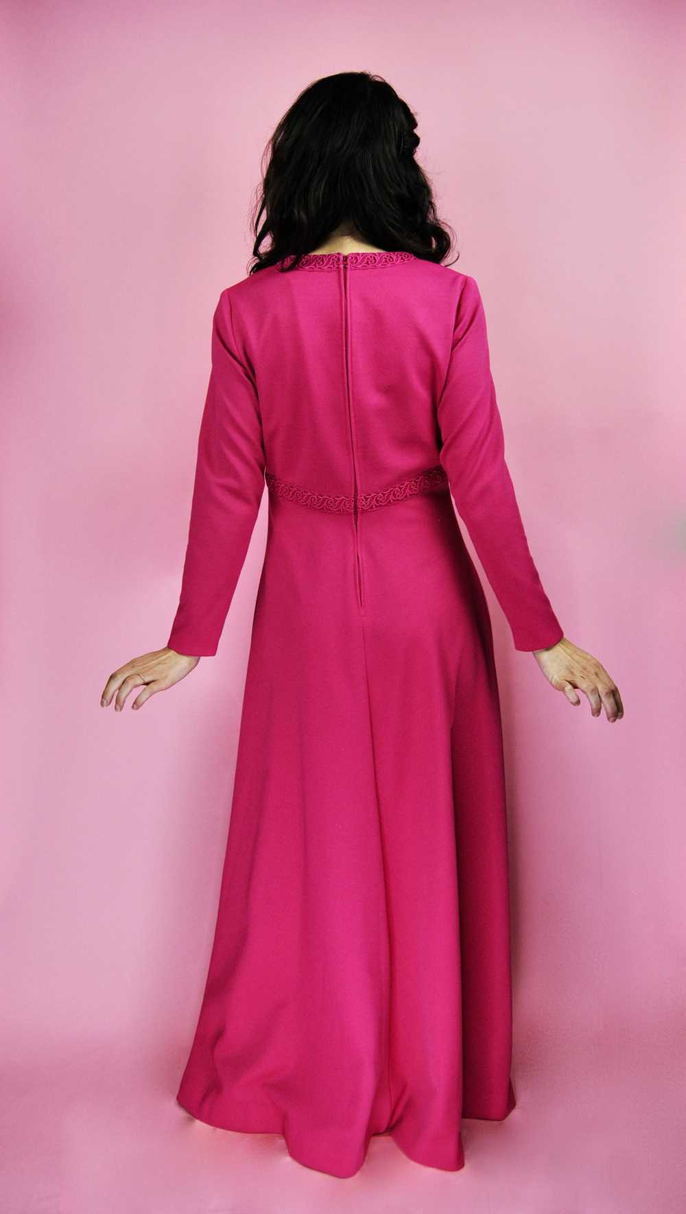 1960s 1970s Vintage Hot Pink Maxi Dress - Md - image 4