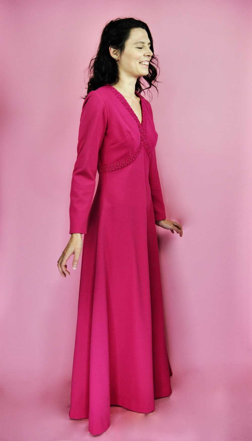 1960s 1970s Vintage Hot Pink Maxi Dress - Md - image 6