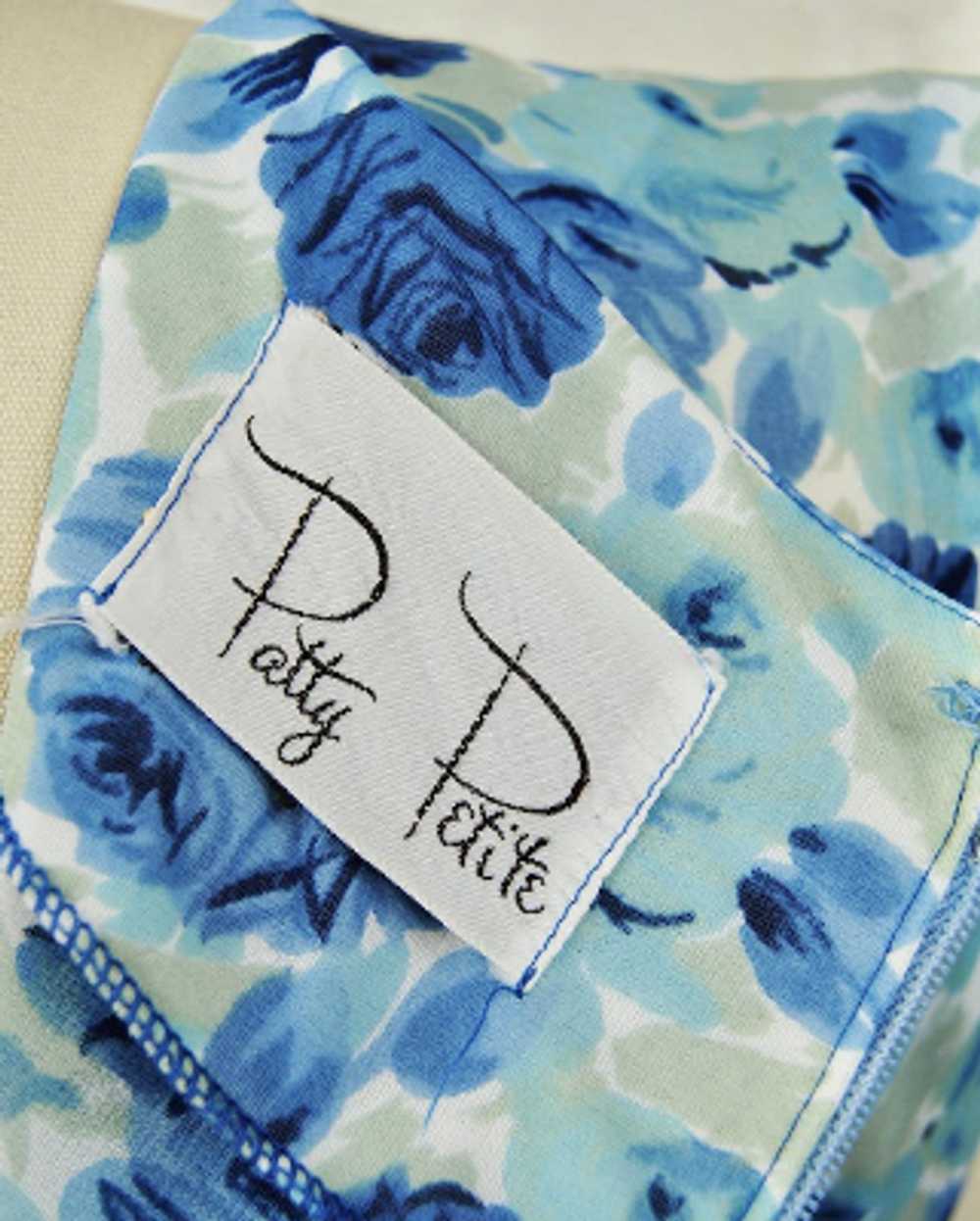 1960s Vintage Patty Petite Semi Sheer Blue Floral… - image 7