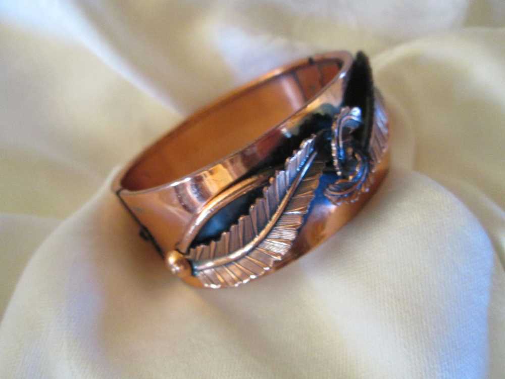 Renoir Modernist Copper Hinged Cuff Double Leaf B… - image 2