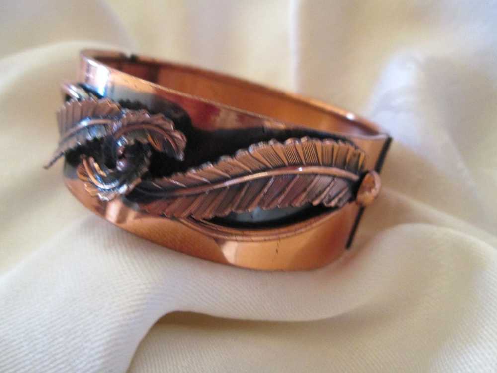 Renoir Modernist Copper Hinged Cuff Double Leaf B… - image 3