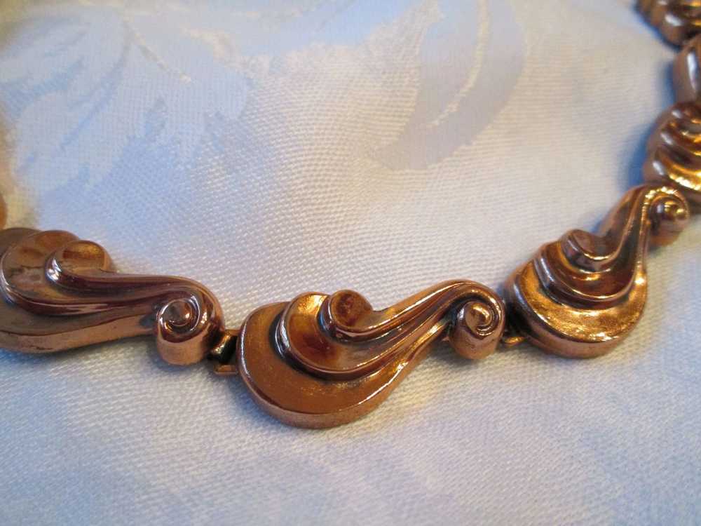 Renoir Repoussé Scroll Linked Choker Necklace and… - image 3