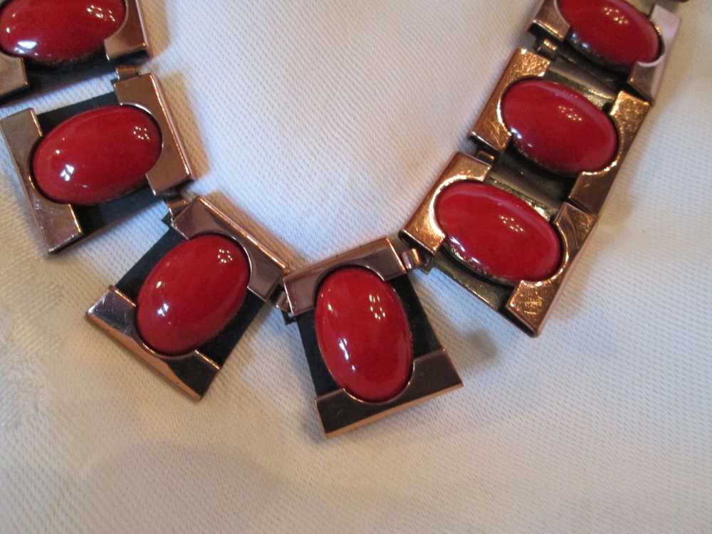 Matisse Red "Caravan" Necklace & Clip-on Earrings - image 3