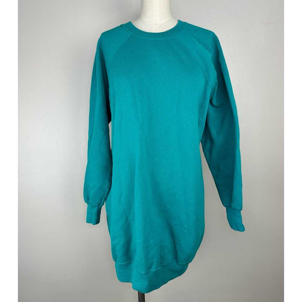 1980s Teal Blank Sweatshirt Tunic, Pannill Size L… - image 1