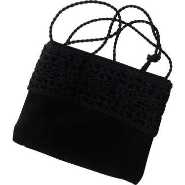 Black Suede Purse / Evening Bag. Cross Over Bag