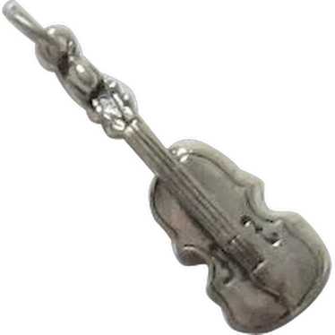 Vintage Sterling Silver Violin Charm - image 1