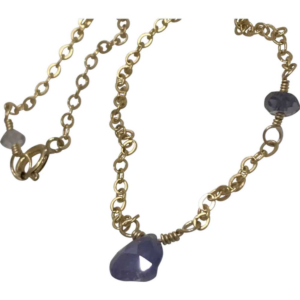Tanzanite Solitaire necklace Gold filled Iolite d… - image 1