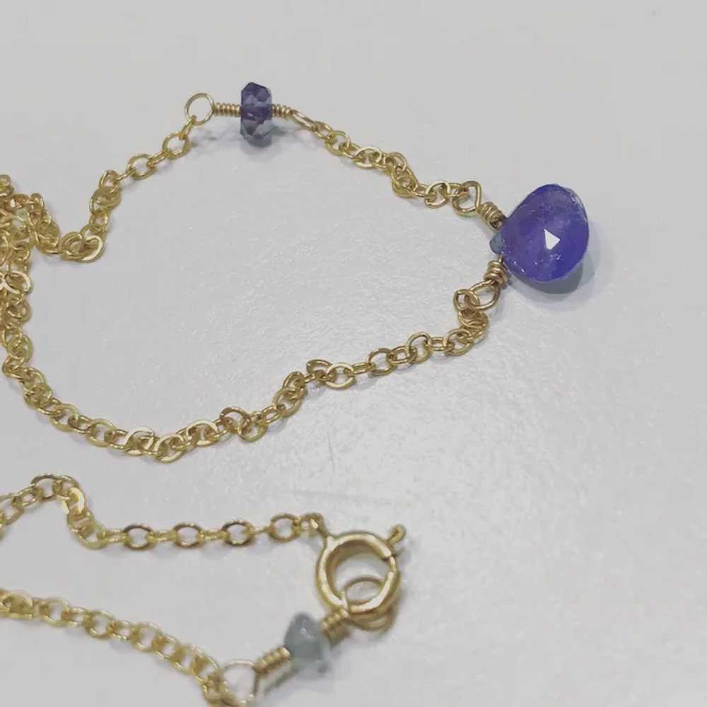 Tanzanite Solitaire necklace Gold filled Iolite d… - image 2